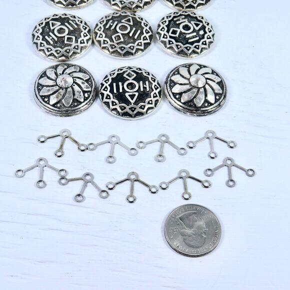 Vintage Metal Cabochons and Dangle Extenders, Jewelry Making Supplies - Picture 8 of 8